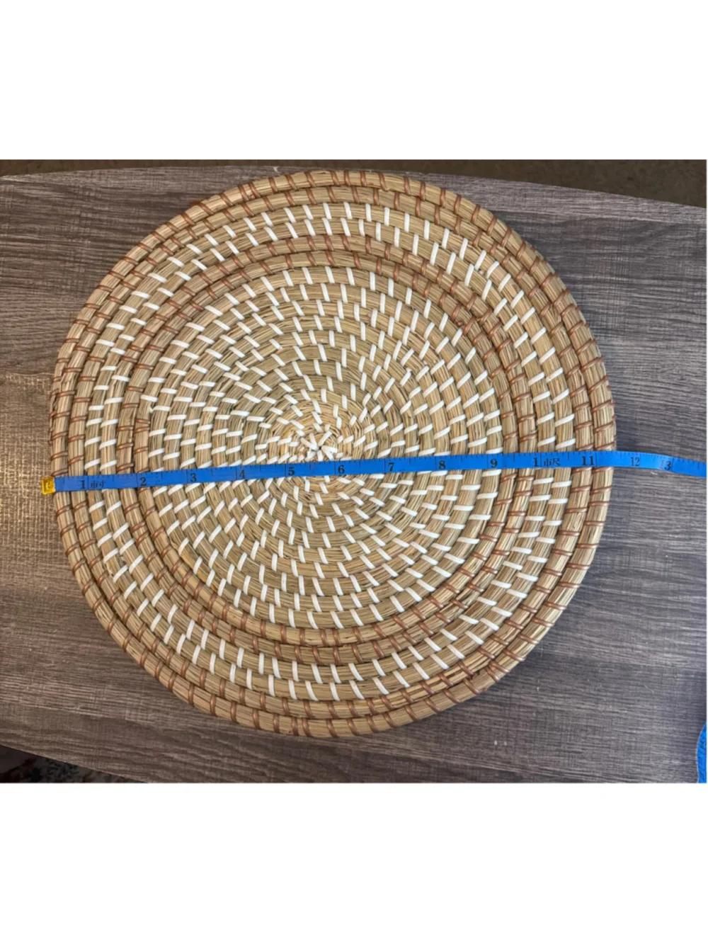 Wicker Woven Round Placemats Set of 2 Beige and White